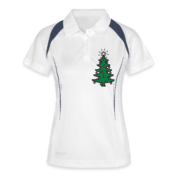 Noël / arbre de Noël (3c) - Polo respirant Femme - blanc/marine - Devant