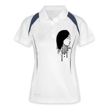 tropfen graffiti spray farbe stempel gesicht kopf - Frauen Polo atmungsaktiv - Weiß/Navy - Vorne