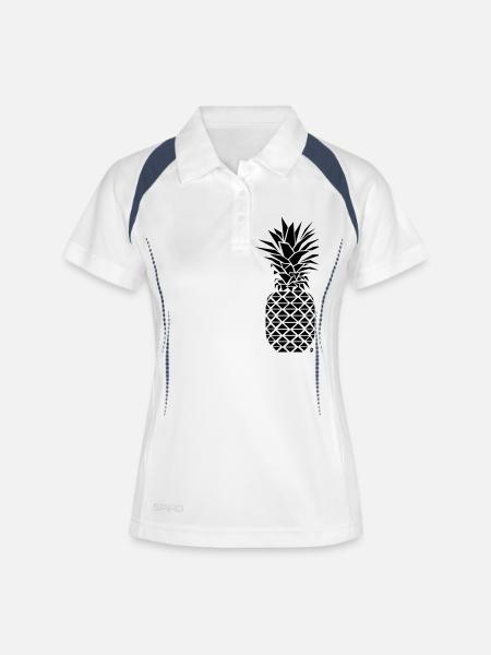 AD Geometric Pineapple - Polo respirant Femme - blanc/marine