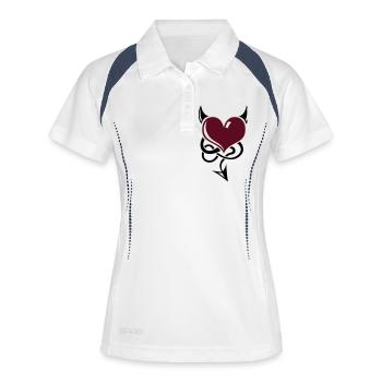 Devil Heart - Frauen Polo atmungsaktiv - Weiß/Navy - Vorne