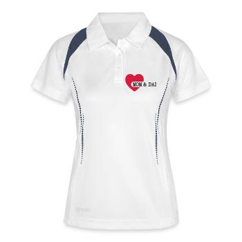 love mom & dad - Frauen Polo atmungsaktiv - Weiß/Navy - Vorne