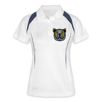 Teddybären wildes Tier Cartoon-Zeichnung - Frauen Polo atmungsaktiv - Weiß/Navy - Vorne