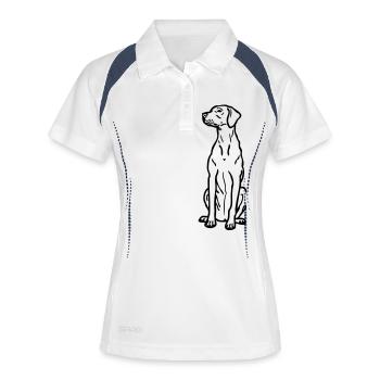 vizsla - www.dog-power.nl - Frauen Polo atmungsaktiv - Weiß/Navy - Vorne