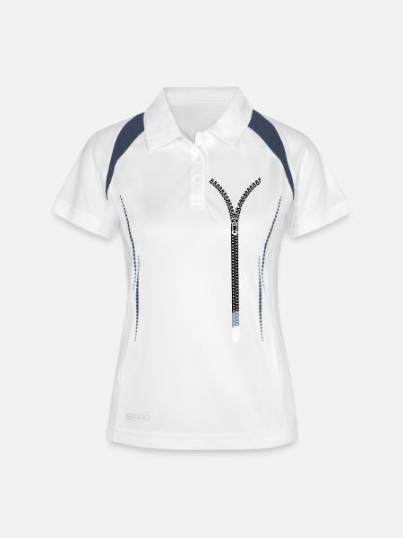 ZIP fastener - Women's Polo breathable - white/navy
