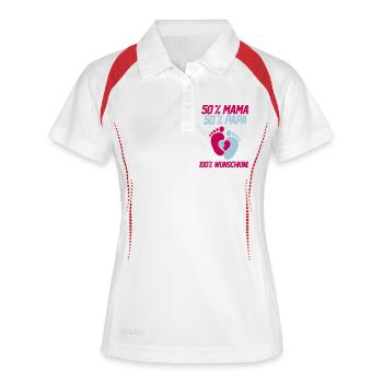 50 Prozent Mama 50 Prozent Papa - Polo respirant Femme - blanc/marine - Devant