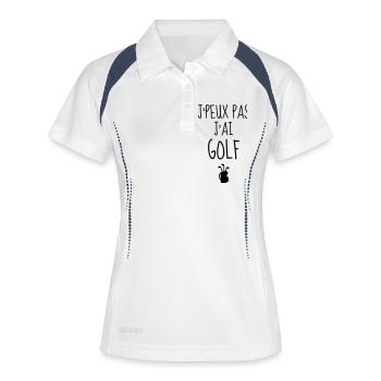 Golf - Sport - Golfer - Club - Green - Game - Play - Frauen Polo atmungsaktiv - Weiß/Navy - Vorne