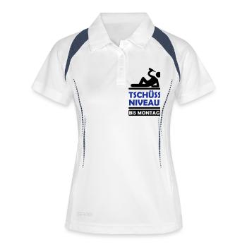 tschuess_niveau_2 - Frauen Polo atmungsaktiv - Weiß/Navy - Vorne