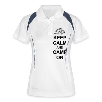Tente de camping Restez calme - Polo respirant Femme - blanc/marine - Devant