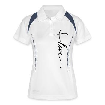 Police Cursive Croix d’Amour - Polo respirant Femme - blanc/marine - Devant