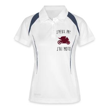 j'peux pas j'ai moto - Polo respirant Femme - blanc/marine - Devant