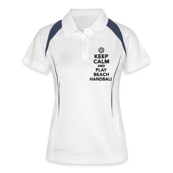 Beachhandball - Frauen Polo atmungsaktiv - Weiß/Navy - Vorne