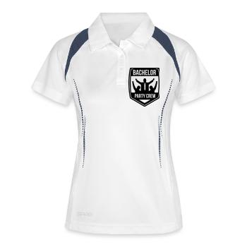 Junggesellenabschied - Frauen Polo atmungsaktiv - Weiß/Navy - Vorne