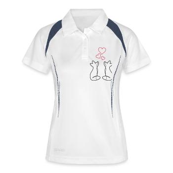 foxes in love 01 - Frauen Polo atmungsaktiv - Weiß/Navy - Vorne