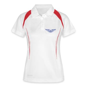 Aviation Symbol Luftwaffenschwinge Flugzeug Pilot - Frauen Polo atmungsaktiv - Weiß/Navy - Vorne