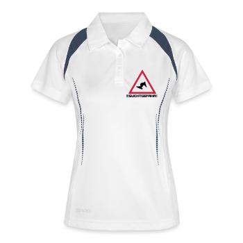 snowboarding suchtgefahr - Frauen Polo atmungsaktiv - Weiß/Navy - Vorne