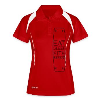 Eat sleep kite repeat - Frauen Polo atmungsaktiv - Weiß/Navy - Vorne