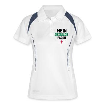 MEIN GEDULDSFADEN - KURZER GEDULDSFADEN - Frauen Polo atmungsaktiv - Weiß/Navy - Vorne