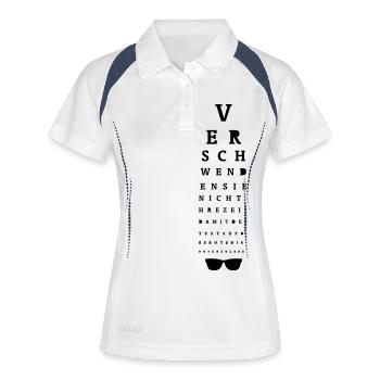 Sehtest / Eye Test - Frauen Polo atmungsaktiv - Weiß/Navy - Vorne