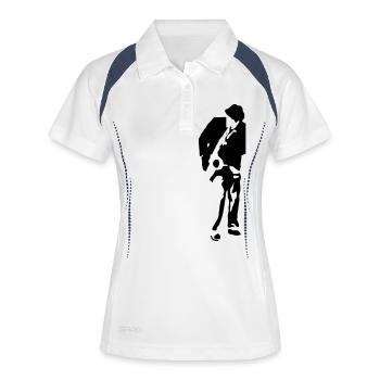 Musique - saxophone musicien Shirts - Polo respirant Femme - blanc/marine - Devant