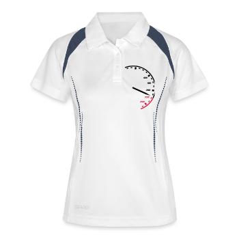 tacho_2 - Frauen Polo atmungsaktiv - Weiß/Navy - Vorne