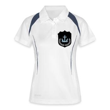 anker wappen - Frauen Polo atmungsaktiv - Weiß/Navy - Vorne