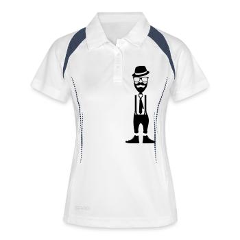 Hipster - Frauen Polo atmungsaktiv - Weiß/Navy - Vorne