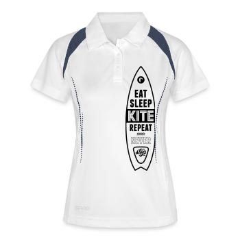 eat sleep kite repeat - Frauen Polo atmungsaktiv - Weiß/Navy - Vorne