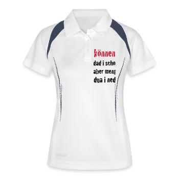 können dad i schon ... - Frauen Polo atmungsaktiv - Weiß/Navy - Vorne