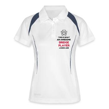 Bridge / Kartenspiel / Brettspiel / Whist - Frauen Polo atmungsaktiv - Weiß/Navy - Vorne