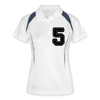 5 - Frauen Polo atmungsaktiv - Weiß/Navy - Vorne