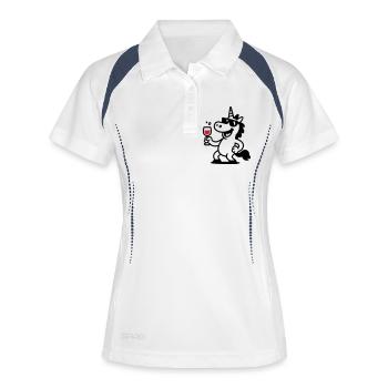 Unicorn Wine Glass Funny - Women's Polo breathable - white/navy - Front