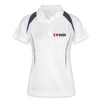 I Love Bier - Frauen Polo atmungsaktiv - Weiß/Navy - Vorne