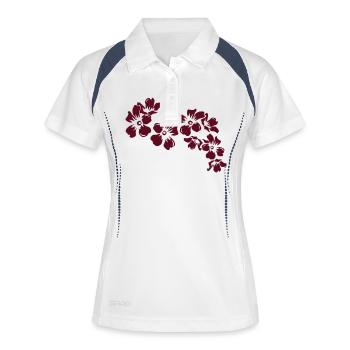 blumen - Frauen Polo atmungsaktiv - Weiß/Navy - Vorne