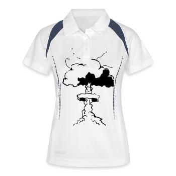 Atom Explosion - Frauen Polo atmungsaktiv - Weiß/Navy - Vorne