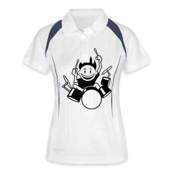 vl053a_drummer_1c - Frauen Polo atmungsaktiv - Weiß/Navy - Vorne