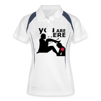 You are here - Frauen Polo atmungsaktiv - Weiß/Navy - Vorne