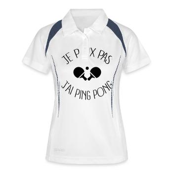 Je peux pas j'ai Ping Pong - Polo respirant Femme - blanc/marine - Devant