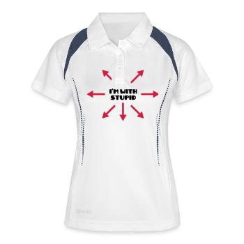 I'm with stupid :) (V) - Polo respirant Femme - blanc/marine - Devant