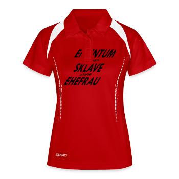 eigentum und sklave der ehefrau2 - Frauen Polo atmungsaktiv - Weiß/Navy - Vorne