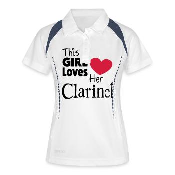This Girl Loves Her Clarinet - Polo respirant Femme - blanc/marine - Devant