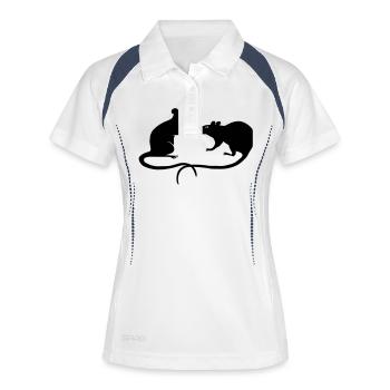 rats duo rat souris rongeurs rongeur Rattus - Polo respirant Femme - blanc/marine - Devant