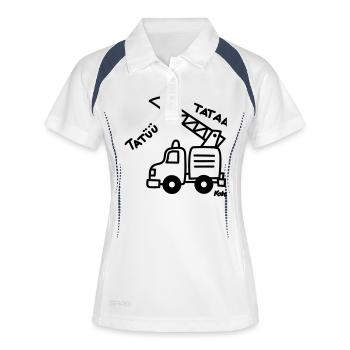 Feuerwehrwagen Tatü Tata - Frauen Polo atmungsaktiv - Weiß/Navy - Vorne