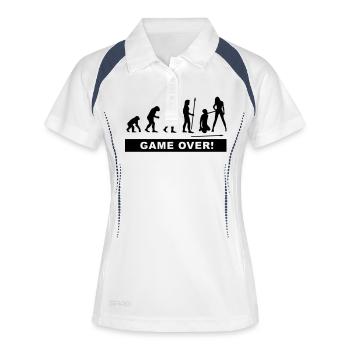 evolution_wedding2 - Frauen Polo atmungsaktiv - Weiß/Navy - Vorne
