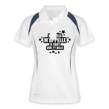 mon vélo m'appelle il faut que j'y aille - Polo respirant Femme - blanc/marine - Devant