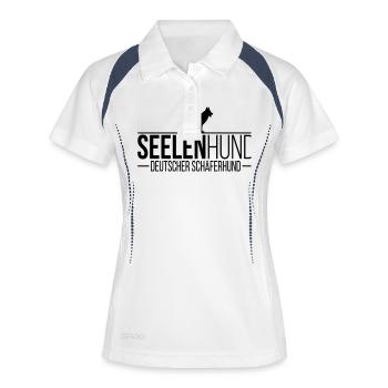 DEUTSCHER SCHÄFERHUND Seelenhund - Frauen Polo atmungsaktiv - Weiß/Navy - Vorne