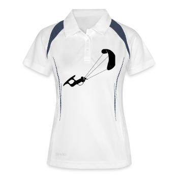 Kitesurfing - Frauen Polo atmungsaktiv - Weiß/Navy - Vorne