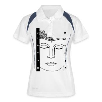 Buddha Buddhismus Geschenkidee - Frauen Polo atmungsaktiv - Weiß/Navy - Vorne