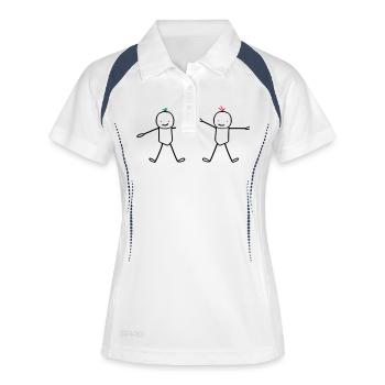Deux frères enfants (cheveux personnalisables) - Polo respirant Femme - blanc/marine - Devant
