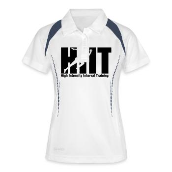 HIIT Intervall Training - Frauen Polo atmungsaktiv - Weiß/Navy - Vorne