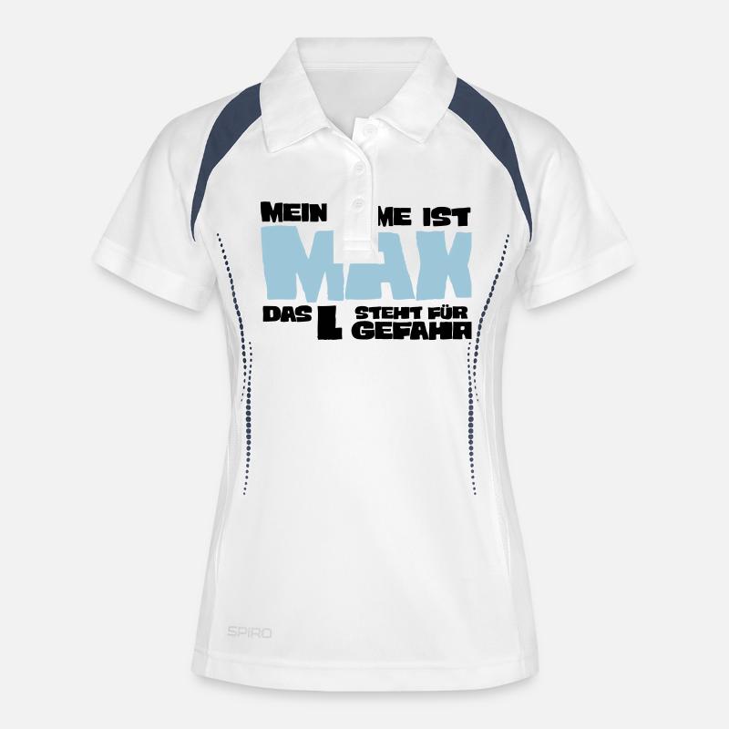 max - Frauen Polo atmungsaktiv - Weiß/Navy